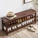 47.2" Storage Bench Wooden Shoe Bench Rustic Solid Wood Entryway Bench