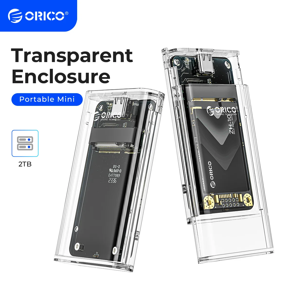 Orico-transparenter externer adapter mini msata ssd gehäuse für usb 3. 0 gen1 5gbps für samsung ngff ssd samsung Image