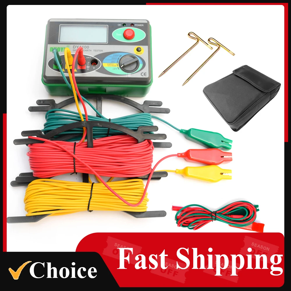DY4100 Digitales Erdungswiderstandsmessgerät Megohmmeter 0-2000 Ohm Instrumente Inspektion Elektriker Widerstandstester Image