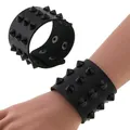 Vegane Leder Spike Armband Punk breite Druckknopf Wrap Armbänder Armband für Männer Frauen Gothic