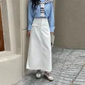 Jupe en jean fendue A-Line taille haute pour femme style coréen automne et hiver