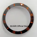 Boîtier de montre automatique pour hommes lunette en céramique de 38mm noir avec marques orange