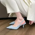 Sandales pointues à talons hauts pour femmes chaussures simples à demi-tête chaussures
