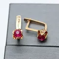 Boucles d'oreilles gemme rouge de style classique pour femme plaqué or rose 14 carats boucles