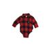 Baby Gap Long Sleeve Onesie: Red Grid Bottoms - Size 3-6 Month