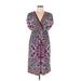 AB Studio Casual Dress - Wrap: Purple Floral Motif Dresses - Women's Size Large