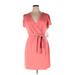 Nine West Casual Dress - Wrap V-Neck Short sleeves: Pink Solid Dresses - New - Women's Size X-Large