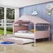 Latitude Run® Erel Full House Bed w/ Twin Trundle & Shelf Wood in Pink | 61 H x 56 W x 78 D in | Wayfair FC35BB8CDC27411A9EC77EA103C86E72