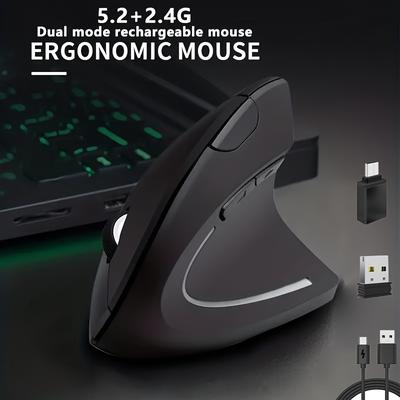 Wowssyo Ergonomic Mouse, 5.2+2.4g Dual Modes Wireless Mouse For , Wireless Mouse For Air/pro/mini, For Pro/imac/laptop.