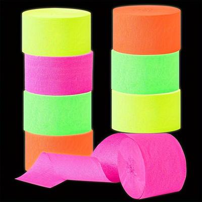 4 Rolls, Luminous Party Supplies, Neon Ribbon Black Light Party Decoration, Luminous Crepe Paper Ribbon Uv Active Fluorescent Black Light Party Supplies, Suitable For Neon Party And Birthday Parties