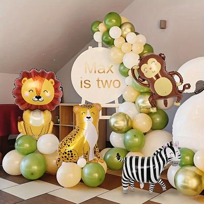 3/4/7pcs, Jungle Animal Foil Balloons, Forest Theme Party Decor, Birthday Party Decor, Holiday Decor, Home Decor, Classroom Decor, Atmosphere Background Layout, Indoor Decor, Party Decor Supplies