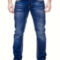 Slim Fit Distressed Jeans, Men's Casual Medium Stretch Denim Pants
