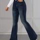 High Stretch Casual Flare Jeans, Slant Pockets Versatile Bell Bottom Jeans, Women's Denim Jeans & Clothing