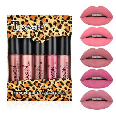 5pcs Long-lasting Matte Rose Lip Gloss - Perfect For Ladies, Beauty, And Special Occasions Valentine's Day Gifts