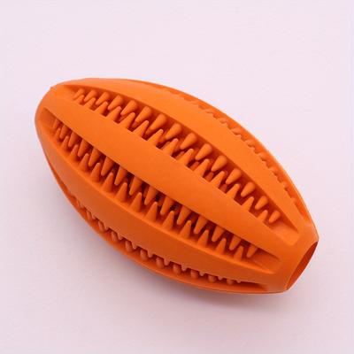 TEMU Rugby Shape Dog Chew Toy Rubber Food Leaking Ball Dog Toy Educational Dog Toy Image