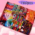780pcs Hair Styling Supplies Set, Mini Flower Hair Clips & Hair Ties & Rubber Bands, Casual Basic Hair Accessories, 2 Styles Available, Christmas Gift, Ideal Choice For Gifts
