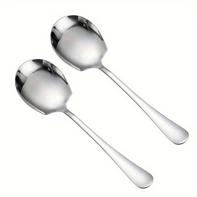 "TEMU 1pc/2pcs Serving Spoon, Stainless Head Large Soup Rice , Public Spoon With Straight Handle, 8.58", Kitchen Items, Kitchen Stuff, Kitchen Supplies" Image