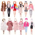 3 Sets Winter Style Fur Vest Coat + Dress/casual Outfit For 11.8 Inch/30cm Doll 1/6 Bjd Dolls Clothes Accessories Plush Jacket Sweater Child's Gift Handmade Toys For Kids