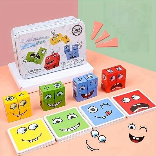 (1pc) Face-changing Puzzle Building Blocks Puzzle, Parent-child Interactive Puzzle Toy Building Blocks