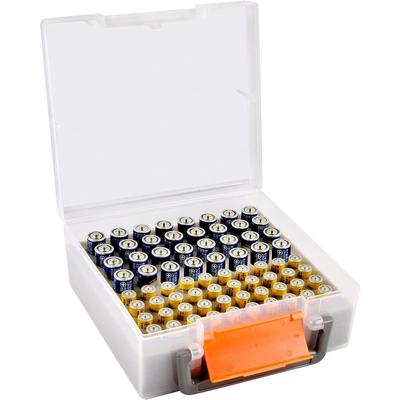TEMU Battery Storage Organizer Holder Holds 54 Aa Aaa Batteries, Battery Box Case Garage Container, Home Drawer Organization Dispenser (batteries Not Included) (brown)