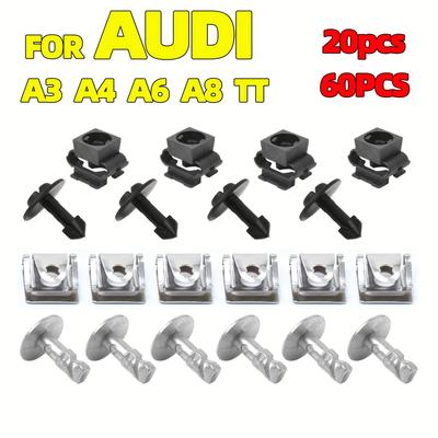 20/60pcs Undertray Engine Under Cover Fixing Clips Shield Trim Panel Screw For Vw A3 A4 A6 A8 Tt Auto Repair 4a0805163 4a0805121a Auto Parts