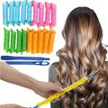 18pcs Magic Spiral Hair Curlers Set Heatless Curls For Long & Short Hair Diy Hairstyle Tools For Women & Girls No Heat Hair Rollers Perm Kit