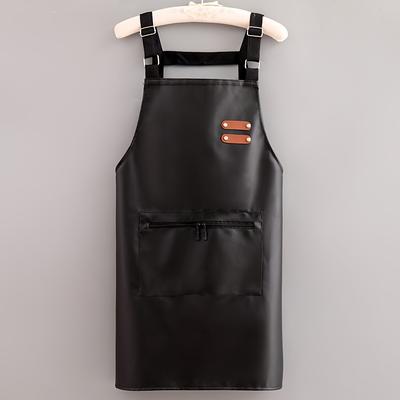 TEMU 1pc, Leather Apron, Unisex Adjustable Cooking Apron, Household Solid Color Apron, Chef Waiter Barbecue Hairdresser Adult Pocket Apron, Kitchen Supplies Image