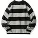 Preppy Retro Striped Pattern Knitted Sweater, Men's Casual Warm Slightly Stretch Crew Neck Pullover Sweater For Men Fall Winter, K-pop