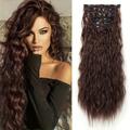 6pcs/set Long Curly Wavy Hair Pieces Synthetic Clip In Hair Extensions Elegant For Daily Use Hair Clips Hair Accessories