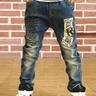 Kid's Vintage Style Patched Jeans, Trendy Denim Pants, Boy's Clothes For All Seasons
