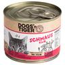 Sparpaket: 12x200g Dogs'n Tiger Adult Cat Manzo, Olio di lino ed Erba gatta