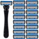 Manual 6-layers Safety Razor, Classic Shaving Razor, Shaving Set, Replacement Stainless Steel Blades, Reusable Blades, Safety Razors For Men