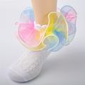 A Pair Of Kid's Cotton Blend Low-cut Socks With Colorful Lace Trim, Princess Style Comfy And Breathable Socks For Spring And Summer