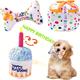 Dog Birthday Squeaky Plush Toy Cute Bone Cake Shape Dog Toys Durable Dog Plush Toy