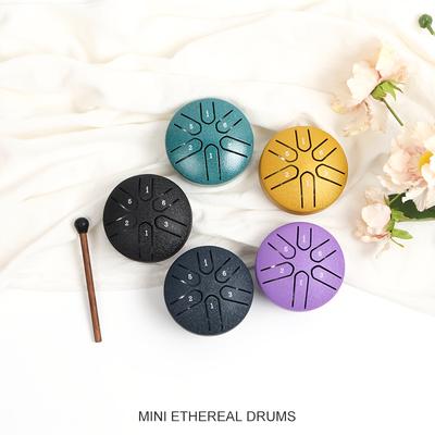 Steel Tongue Drum 3 Inch 6 Notes, Mini Hand Drums Tank Drum, Musical Percussion Instrument With Mallets And Music Book, Percussion Instrument For Music Enlightenment, Camping Or Yoga Meditation