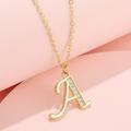 1pc Golden Copper Fittings Rhinestone Decor Alphabet Pendant Adjustable Necklace, Ideal Choice For Gifts
