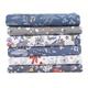 6pcs Fat Quarter Floral And Leaf Pattern Fabric, Grey And Dark Blue Fabric For Diy Sewing, Doll Cloth And Handmake Bag Cloth, 50*40cm