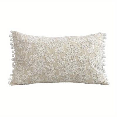 TEMU 1pc Embossed Lace Flower Embroidered Throw Pillowcase French Classical Pillow Cover, No Pillow Core, For Living Room Bed Sofa Couch Home Decor Image