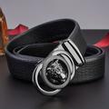 Men's Calfskin Leather Snake Pattern Lion Head Buckle Belt Business Belt, Automatic Buckle Waist Strap Belt Suit Belt, Ideal Choice For Gifts