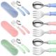 3pcs Toddler Utensils Kids Forks And Spoons Set, Stainless Steel Childrens Safe Flatware Metal Kids Cutlery Set With Round Handle, Dishwasher Safe