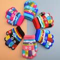 Autumn And Winter Children's Gloves Warm Color Snowflakes 5 Fingers Plus Velvet Gloves For Boys And Girls Students