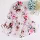 Women Lightweight Scarf Floral Peach Flower Print Shawl Elegant Thin Soft Chiffon Scarf