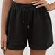 Solid Drawstring Shorts, Casual Summer Elastic Waist Shorts, Women's Clothing