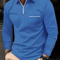 Men's Solid Color Long Sleeve Custom Fit Shirt, Men's Half Zip Golf Shirt Tennis Shirt, Men's Clothing