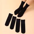 5 Pairs Black Mid Tube Socks, Casual & Comfy Solid Socks, Women's Stockings & Hosiery