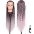 Mannequin Head Model With Super Long Synthetic Fiber Hair Extensions Manikin Head Styling Hairdresser Training Head Cosmetology Doll Head For Cutting Braiding Practice With Clamp (colorful)