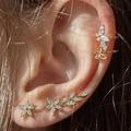 4pcs/set Hollow Creative Butterfly Star Leaf Crystal Earrings No Pierced Ear Clips Jewelry