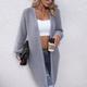 Solid Long Length Knit Cardigan, Casual Open Front Long Sleeve Cardigan, Women's Clothing