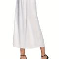 Foral Lace Trim Solid Skirt, Elegant Mid Rise Half Slips Petticoat, Women's Underwear & Shapewear