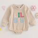 Baby Girls Cute Letter Pattern Long Sleeve Sweatshirt Triangle Creeper Romper, Cotton Comfy Onesie